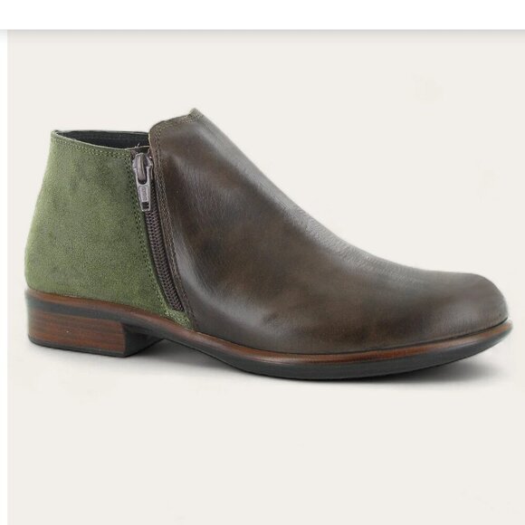 Naot Helm Pecan Brown and Olive Two-tone Ankle Boots (Size EU 39 US 8-8.5) NWOT